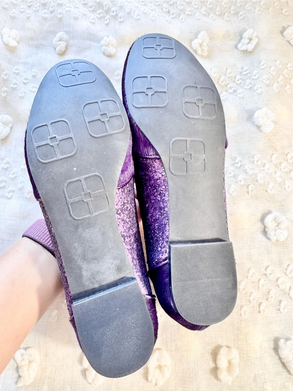 IMAN Purple Pony Hair Glitter Loafers 11 Smoking Slipper Glam Party Flats K21